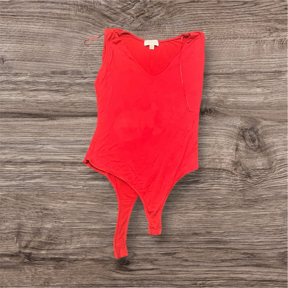 Red V-Neck Bodysuit